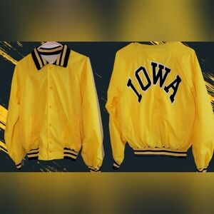 Iowa Hawkeyes Vintage NWOT Yellow Varsity Bomber Jacket Size M